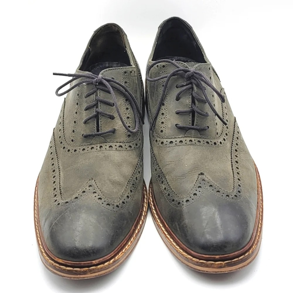 Cole Haan Dark Gray Leather Wingtip Oxfords. #1542‎
